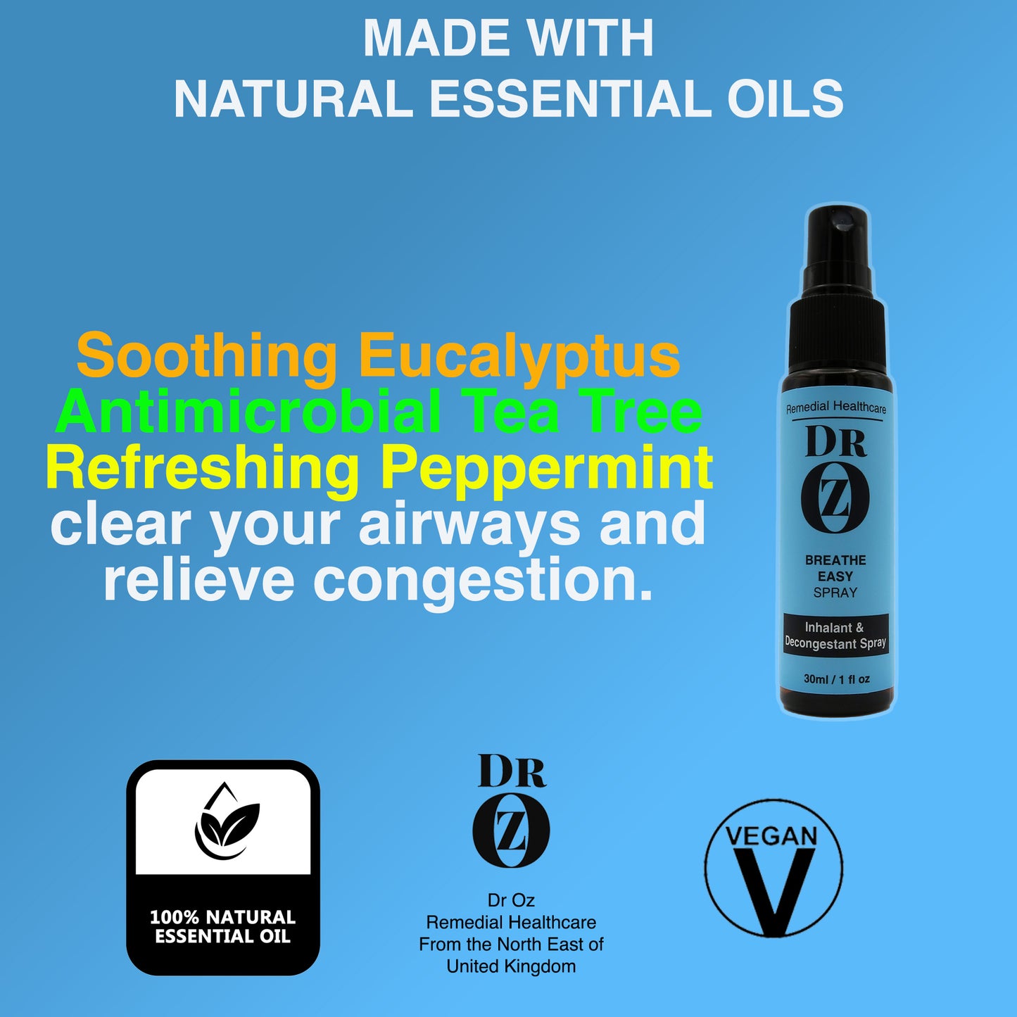 Dr Oz Breathe Easy Spray Inhalant and Decongestant