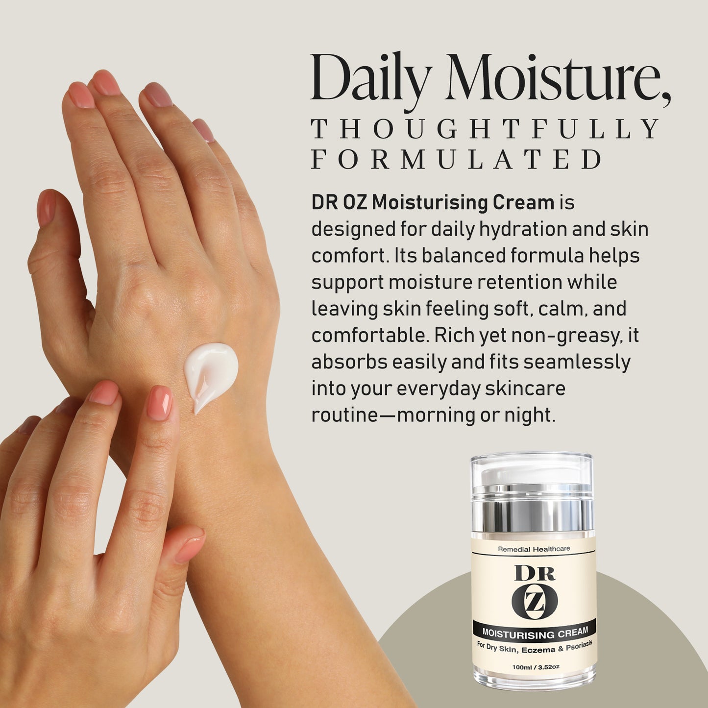 Dr Oz Moisturising Cream for Dry Skin, Eczema and Psoriasis